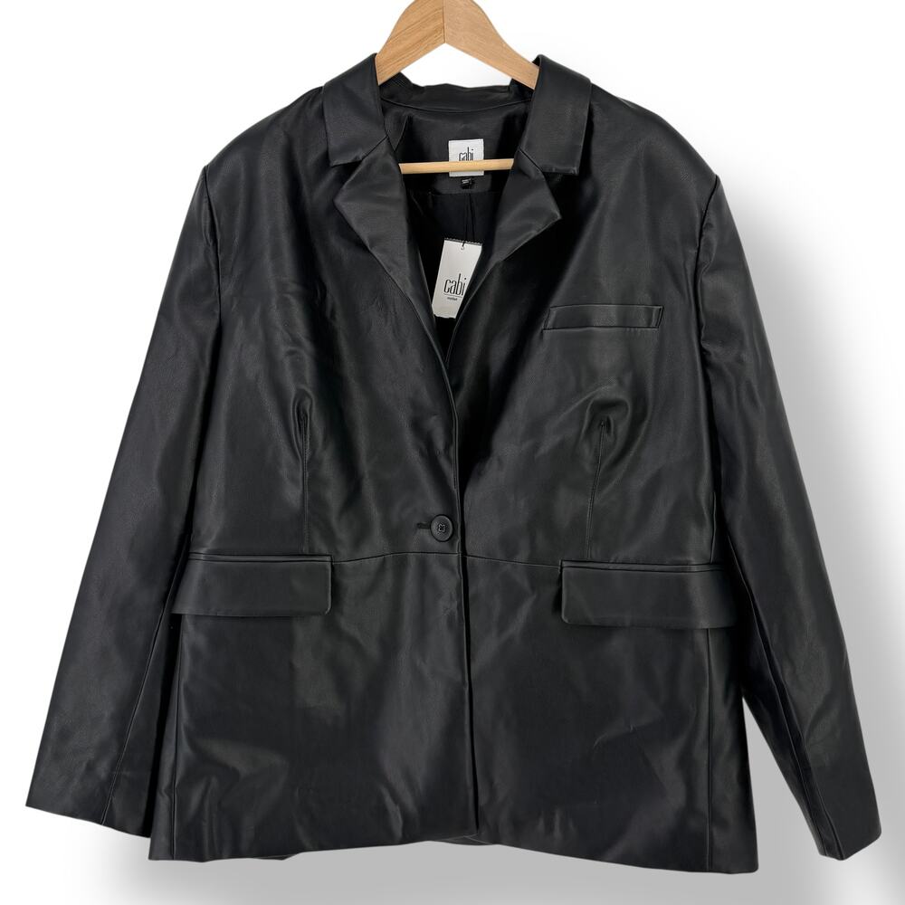 CAbi James Vegan Faux Leather Blazer Jacket Size XXL Style 4495